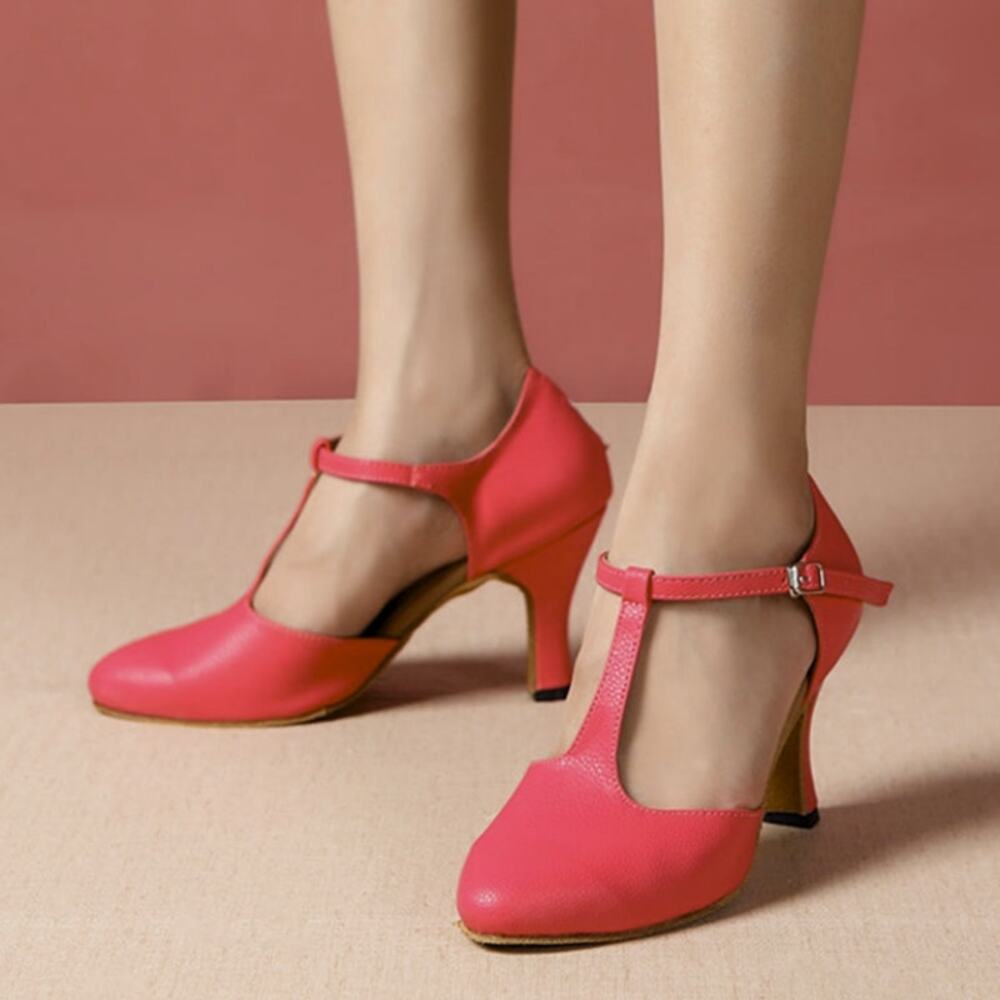 D&S Leatherette Heels Modern Ballroom Dance Shoes | 7 | 2.3" Cuban Heel - Picture 2 of 7